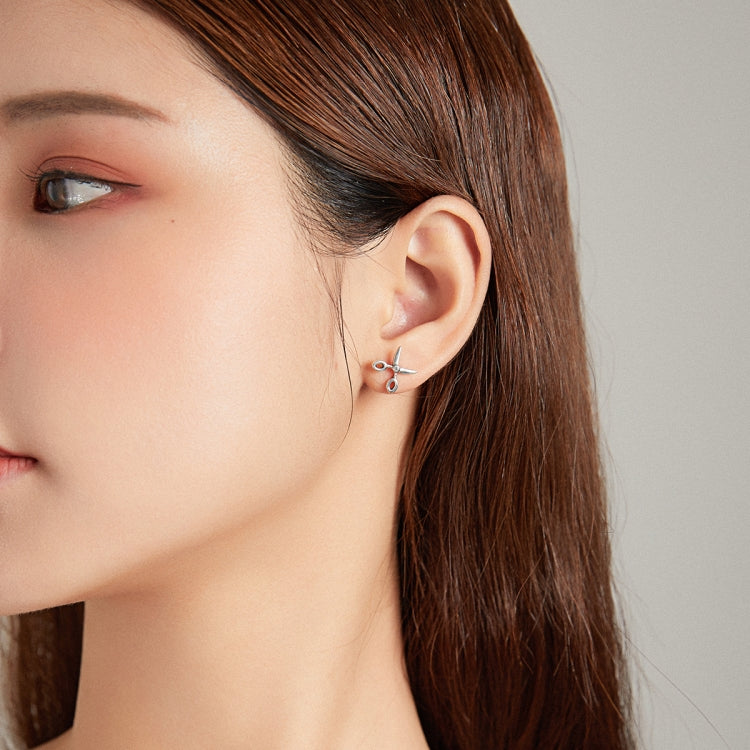 S925 Sterling Silver Small Scissors Women Earrings