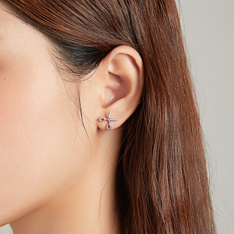 S925 Sterling Silver Small Scissors Women Earrings