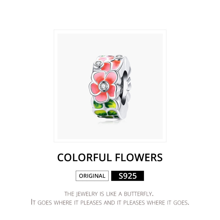 S925 Sterling Silver Colorful Flowers Beads DIY Bracelet Necklace Accessories