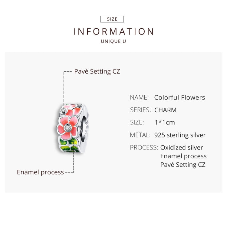 S925 Sterling Silver Colorful Flowers Beads DIY Bracelet Necklace Accessories