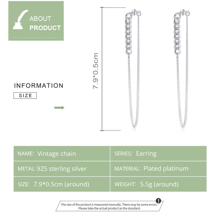 S925 Sterling Silver Retro Chain Women Earrings