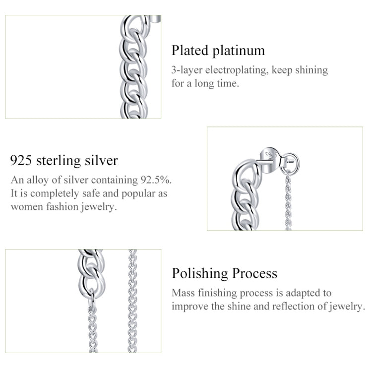 S925 Sterling Silver Retro Chain Women Earrings