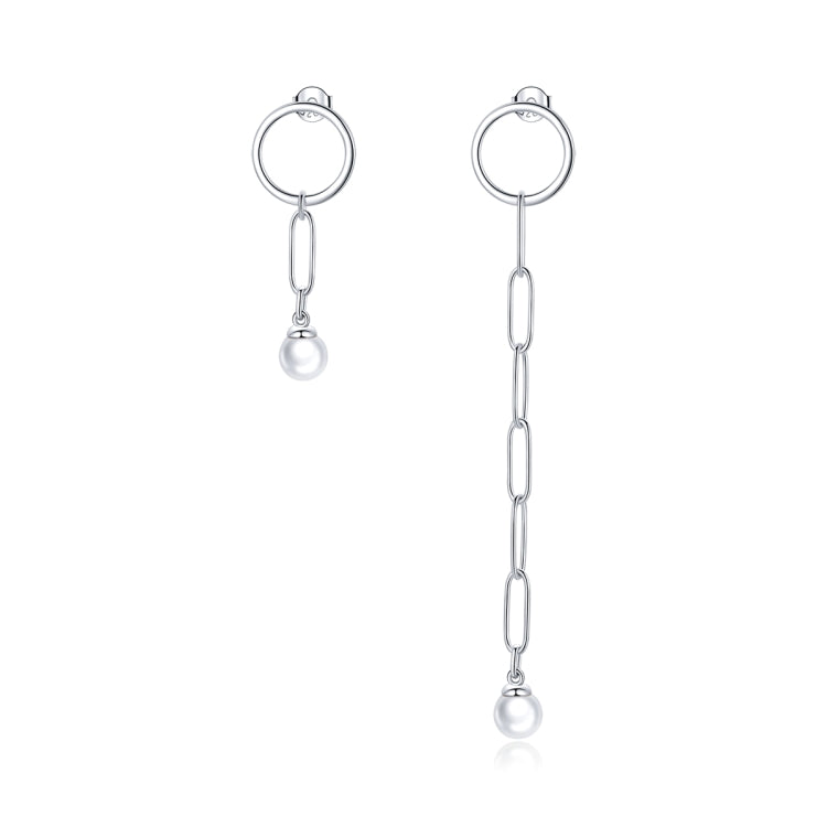 S925 Sterling Silver Asymmetric Beautiful Circle Women Earrings