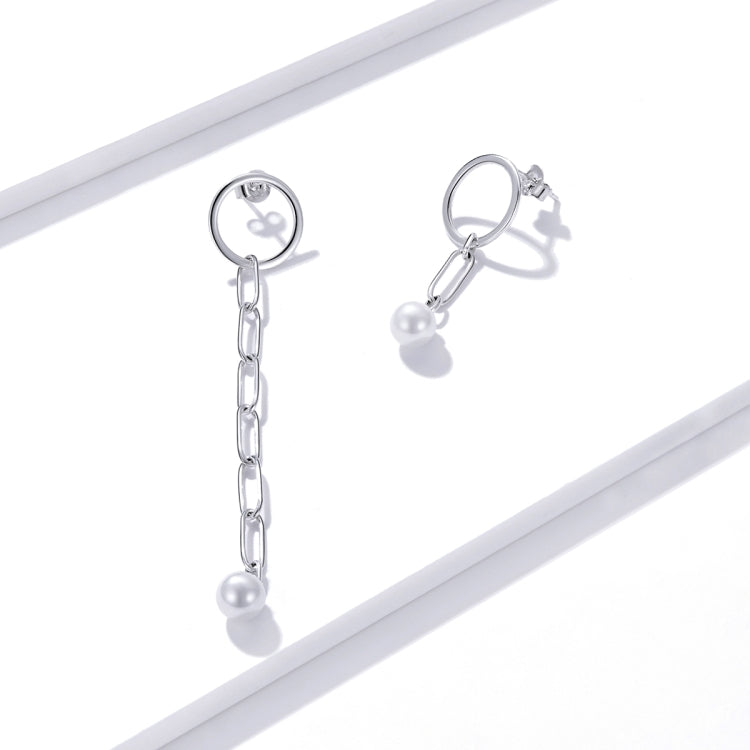 S925 Sterling Silver Asymmetric Beautiful Circle Women Earrings