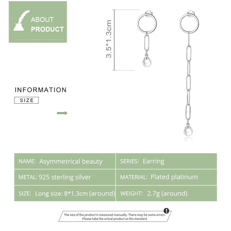 S925 Sterling Silver Asymmetric Beautiful Circle Women Earrings