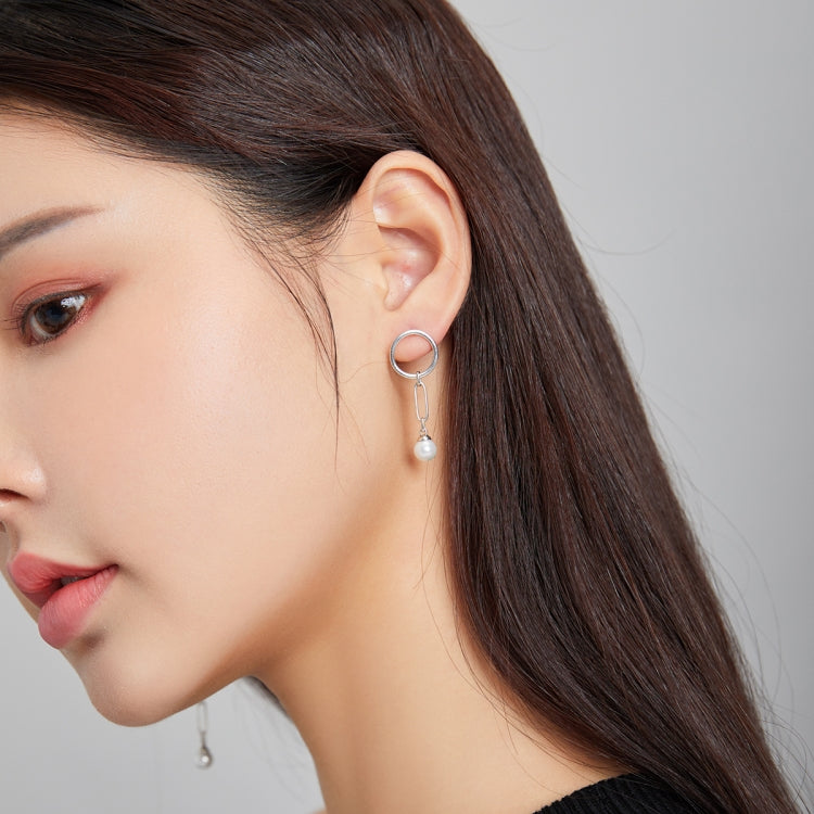 S925 Sterling Silver Asymmetric Beautiful Circle Women Earrings