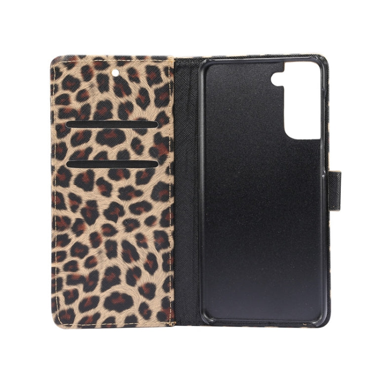 For Samsung Galaxy S21 5G Leopard Pattern Horizontal Flip Leather Case with Holder & Card Slots
