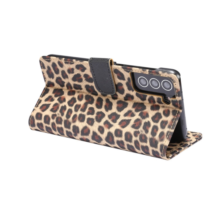 For Samsung Galaxy S21 5G Leopard Pattern Horizontal Flip Leather Case with Holder & Card Slots