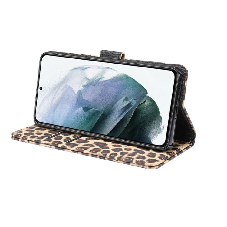 For Samsung Galaxy S21 5G Leopard Pattern Horizontal Flip Leather Case with Holder & Card Slots