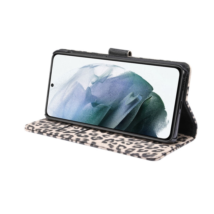 For Samsung Galaxy S21 5G Leopard Pattern Horizontal Flip Leather Case with Holder & Card Slots