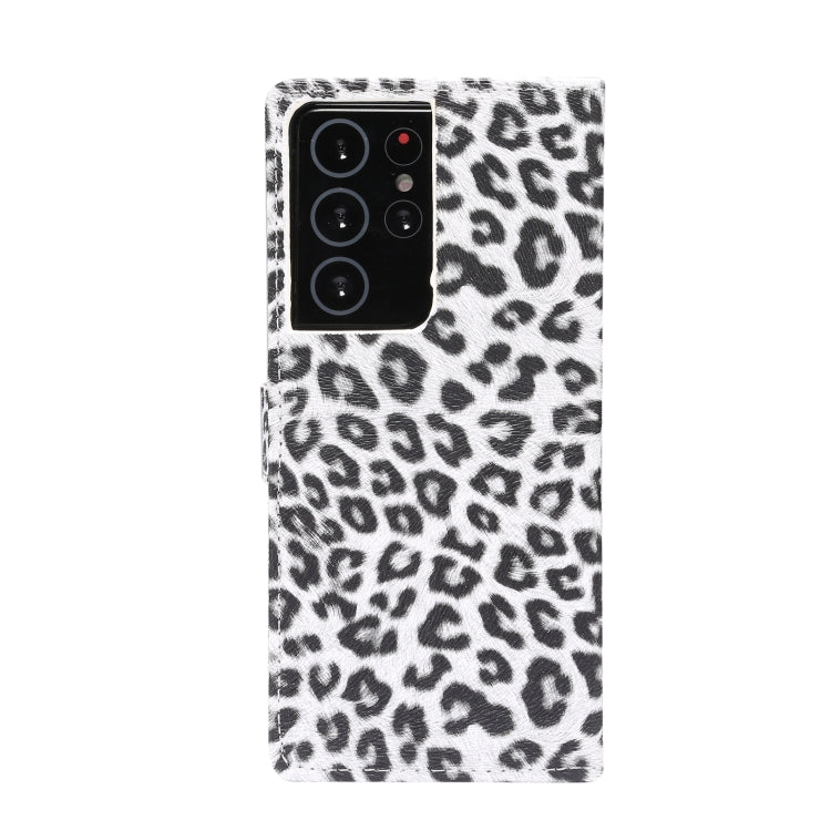 For Samsung Galaxy S21 Ultra 5G Leopard Pattern Horizontal Flip Leather Case with Holder & Card Slots