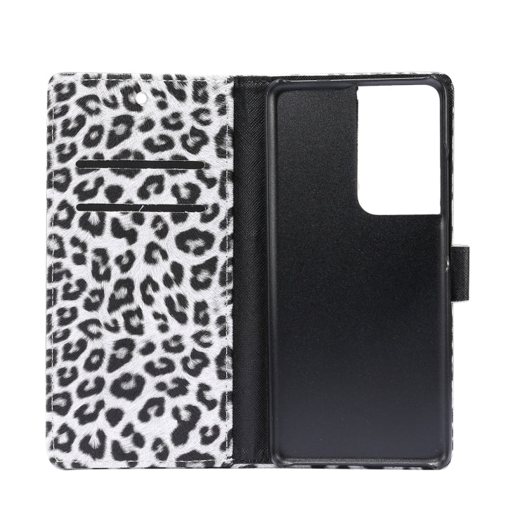 For Samsung Galaxy S21 Ultra 5G Leopard Pattern Horizontal Flip Leather Case with Holder & Card Slots