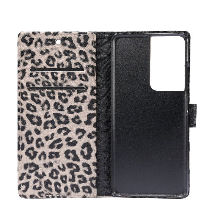 For Samsung Galaxy S21 Ultra 5G Leopard Pattern Horizontal Flip Leather Case with Holder & Card Slots