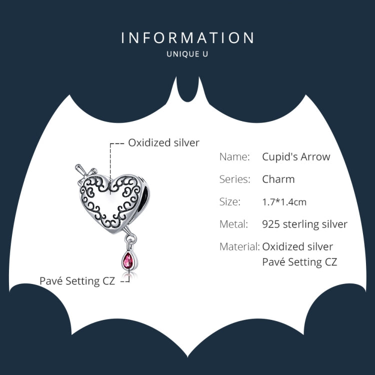 S925 Sterling Silver Cupid Arrow Heart Beads DIY Bracelet Necklace Accessories