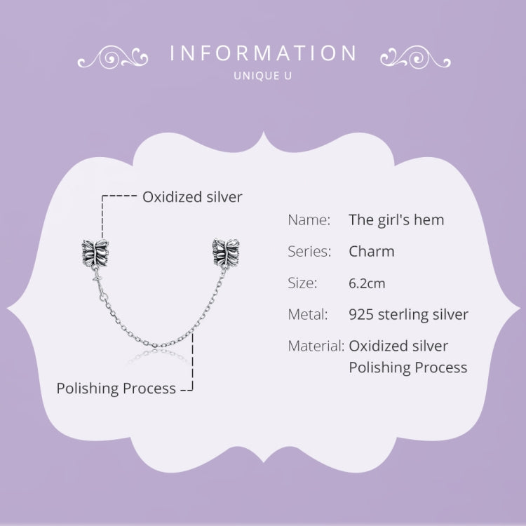 S925 Sterling Silver Girly Skirt Safety Chain DIY Bracelet Necklace Accessories