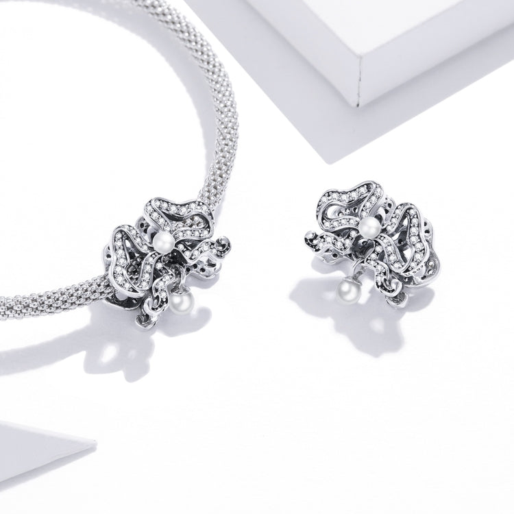 S925 Sterling Silver Romantic Bowknot Beads DIY Bracelet Necklace Accessories