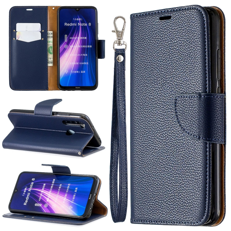 For Xiaomi Redmi Note 8 Litchi Texture Pure Color Horizontal Flip PU Leather Case with Holder & Card Slots & Wallet & Lanyard