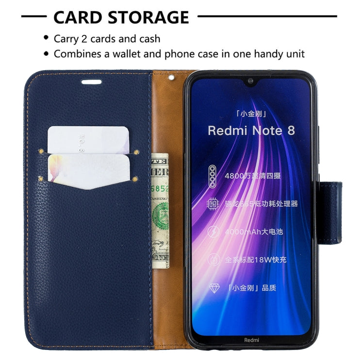 For Xiaomi Redmi Note 8 Litchi Texture Pure Color Horizontal Flip PU Leather Case with Holder & Card Slots & Wallet & Lanyard