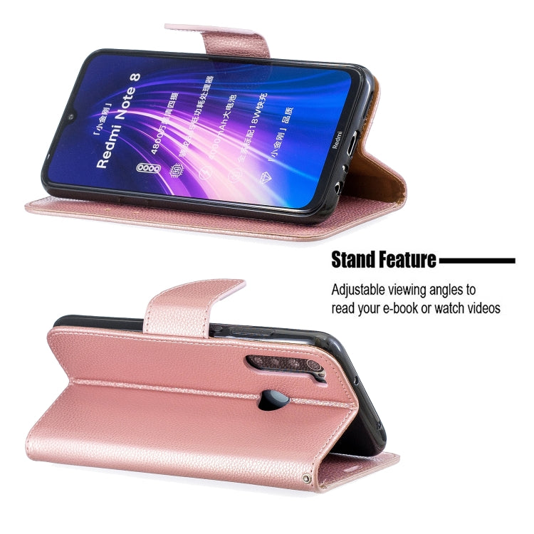 For Xiaomi Redmi Note 8 Litchi Texture Pure Color Horizontal Flip PU Leather Case with Holder & Card Slots & Wallet & Lanyard