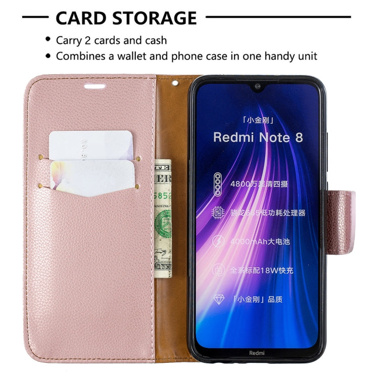 For Xiaomi Redmi Note 8 Litchi Texture Pure Color Horizontal Flip PU Leather Case with Holder & Card Slots & Wallet & Lanyard