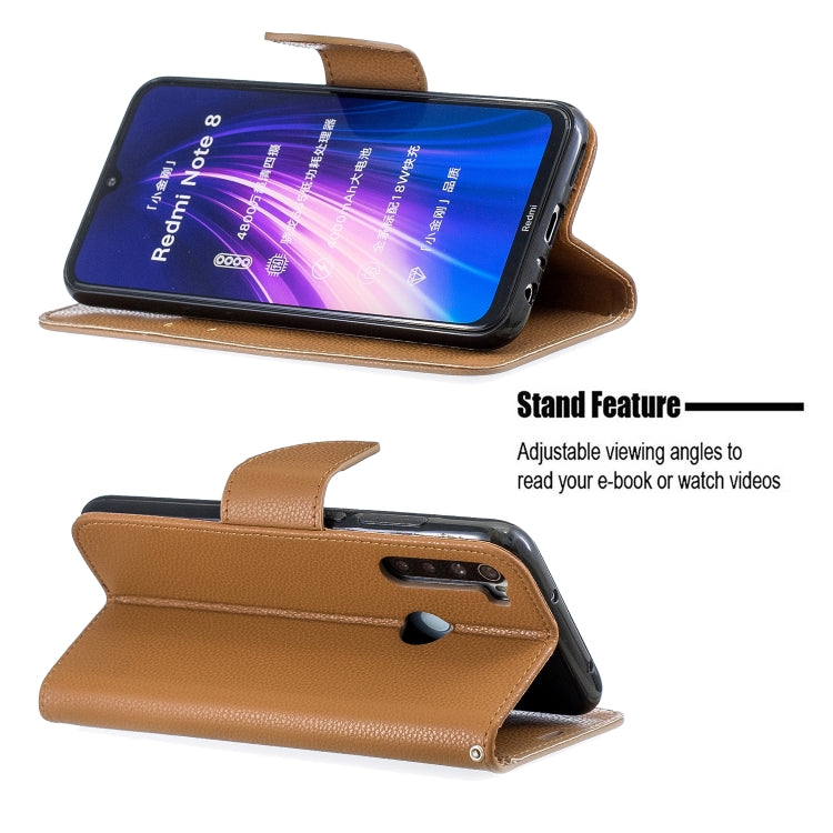 For Xiaomi Redmi Note 8 Litchi Texture Pure Color Horizontal Flip PU Leather Case with Holder & Card Slots & Wallet & Lanyard