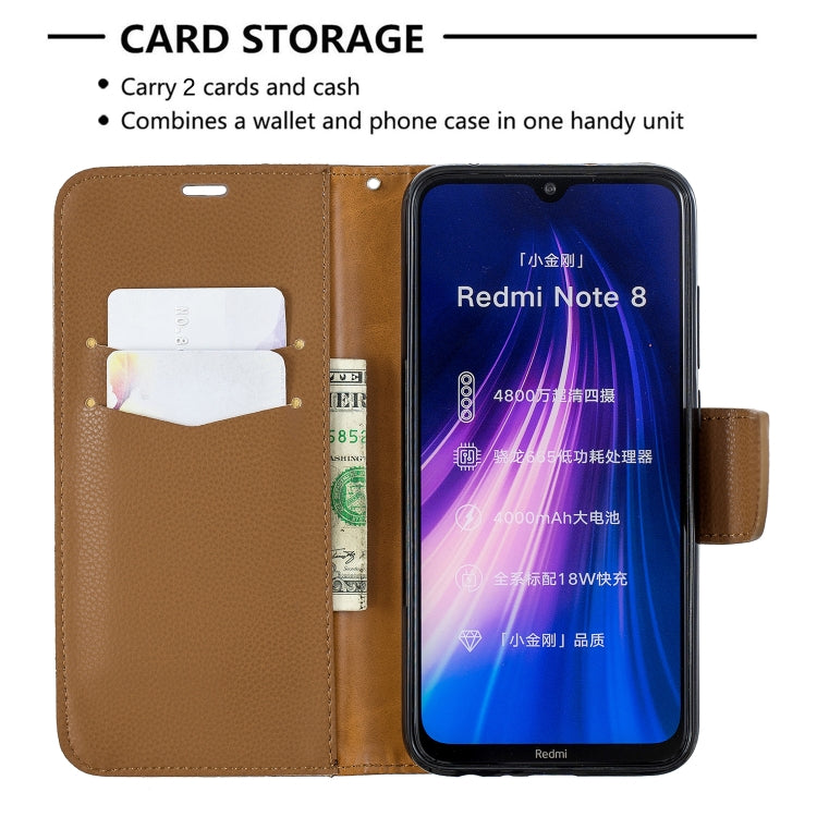 For Xiaomi Redmi Note 8 Litchi Texture Pure Color Horizontal Flip PU Leather Case with Holder & Card Slots & Wallet & Lanyard