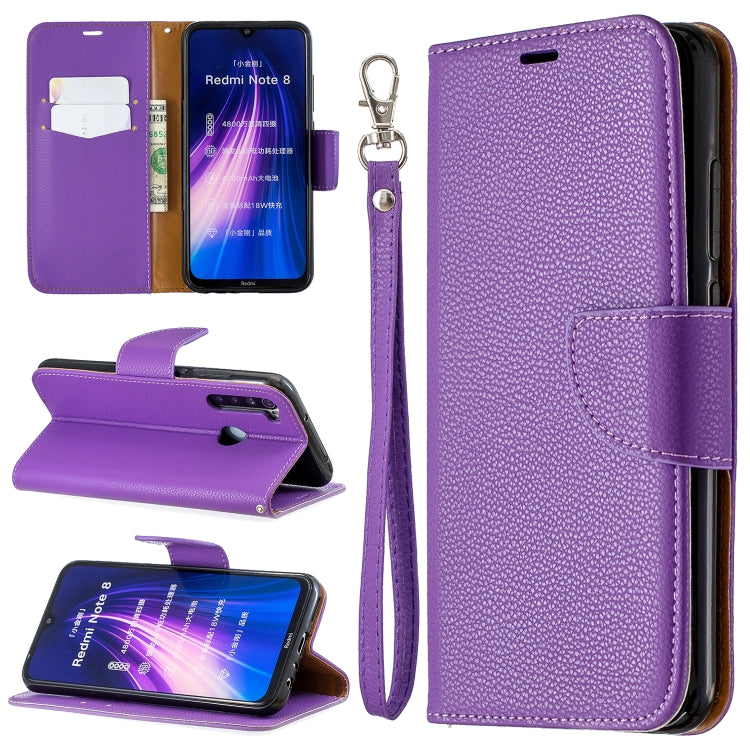 For Xiaomi Redmi Note 8 Litchi Texture Pure Color Horizontal Flip PU Leather Case with Holder & Card Slots & Wallet & Lanyard