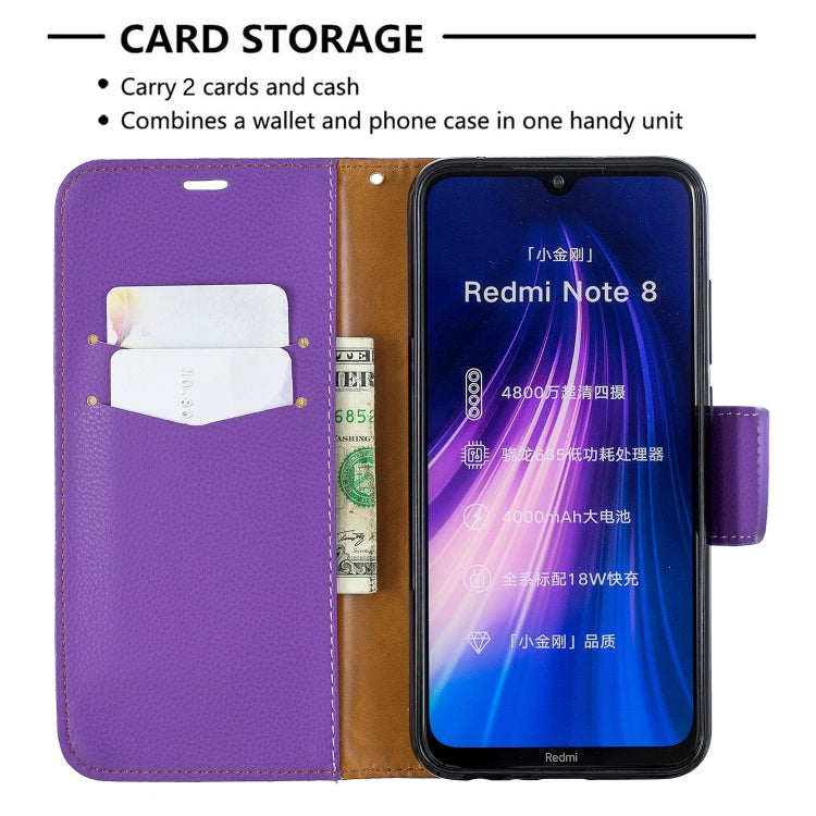 For Xiaomi Redmi Note 8 Litchi Texture Pure Color Horizontal Flip PU Leather Case with Holder & Card Slots & Wallet & Lanyard