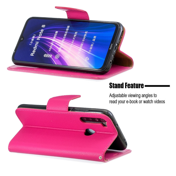 For Xiaomi Redmi Note 8 Litchi Texture Pure Color Horizontal Flip PU Leather Case with Holder & Card Slots & Wallet & Lanyard