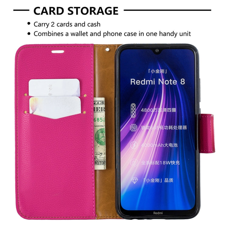 For Xiaomi Redmi Note 8 Litchi Texture Pure Color Horizontal Flip PU Leather Case with Holder & Card Slots & Wallet & Lanyard