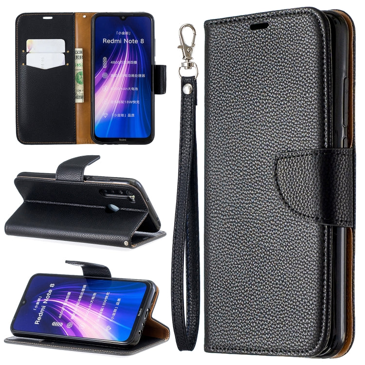 For Xiaomi Redmi Note 8 Litchi Texture Pure Color Horizontal Flip PU Leather Case with Holder & Card Slots & Wallet & Lanyard