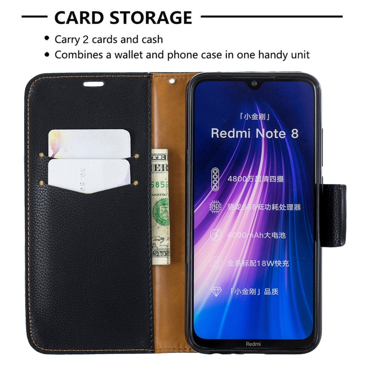 For Xiaomi Redmi Note 8 Litchi Texture Pure Color Horizontal Flip PU Leather Case with Holder & Card Slots & Wallet & Lanyard