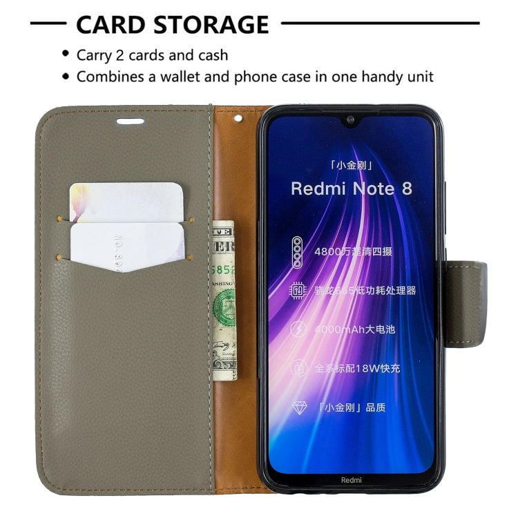 For Xiaomi Redmi Note 8 Litchi Texture Pure Color Horizontal Flip PU Leather Case with Holder & Card Slots & Wallet & Lanyard