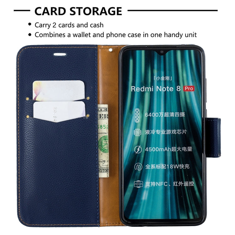 For Xiaomi Redmi Note 8 Pro Litchi Texture Pure Color Horizontal Flip PU Leather Case with Holder & Card Slots & Wallet & Lanyard