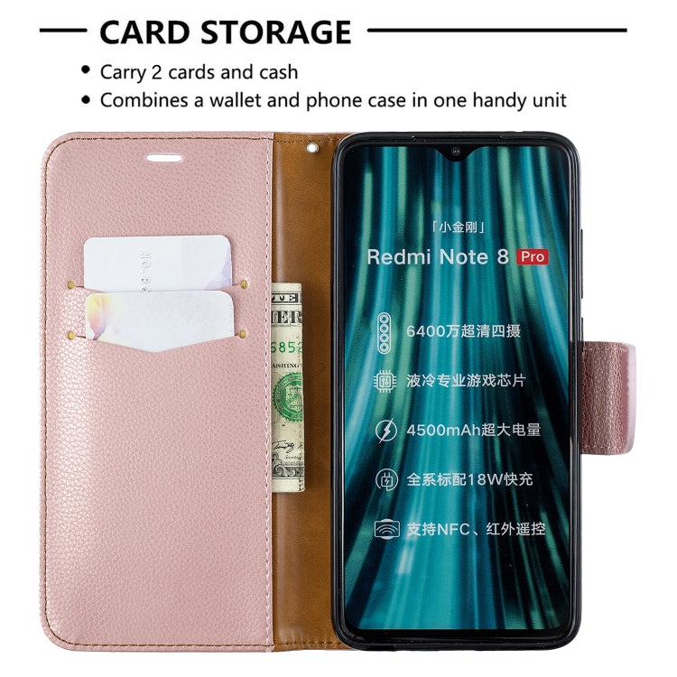 For Xiaomi Redmi Note 8 Pro Litchi Texture Pure Color Horizontal Flip PU Leather Case with Holder & Card Slots & Wallet & Lanyard