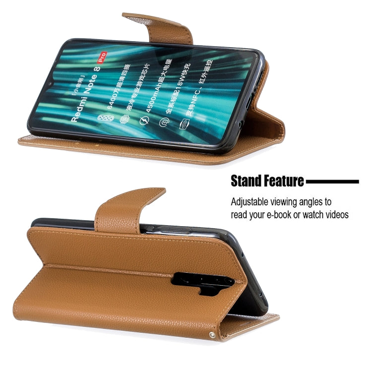 For Xiaomi Redmi Note 8 Pro Litchi Texture Pure Color Horizontal Flip PU Leather Case with Holder & Card Slots & Wallet & Lanyard