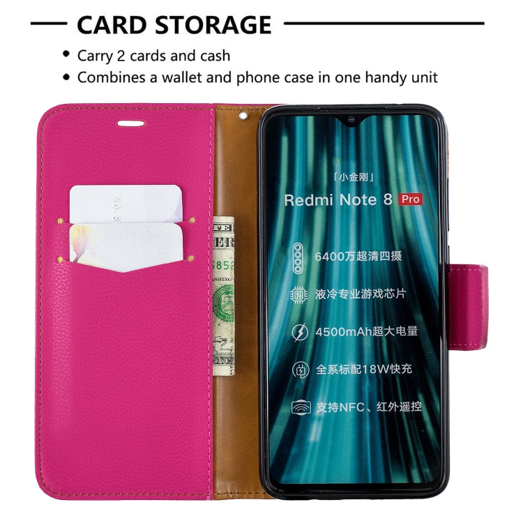 For Xiaomi Redmi Note 8 Pro Litchi Texture Pure Color Horizontal Flip PU Leather Case with Holder & Card Slots & Wallet & Lanyard