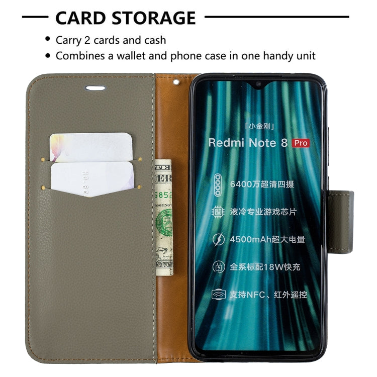 For Xiaomi Redmi Note 8 Pro Litchi Texture Pure Color Horizontal Flip PU Leather Case with Holder & Card Slots & Wallet & Lanyard