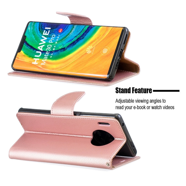 For Huawei Mate 30 Pro Litchi Texture Pure Color Horizontal Flip PU Leather Case with Holder & Card Slots & Wallet & Lanyard