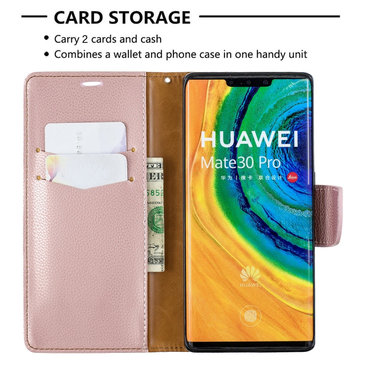 For Huawei Mate 30 Pro Litchi Texture Pure Color Horizontal Flip PU Leather Case with Holder & Card Slots & Wallet & Lanyard