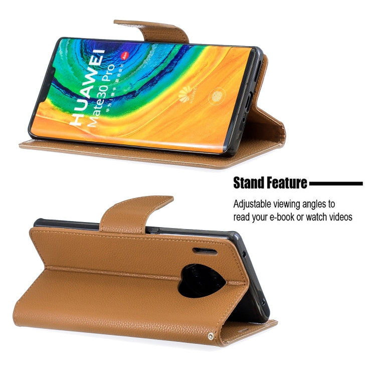For Huawei Mate 30 Pro Litchi Texture Pure Color Horizontal Flip PU Leather Case with Holder & Card Slots & Wallet & Lanyard