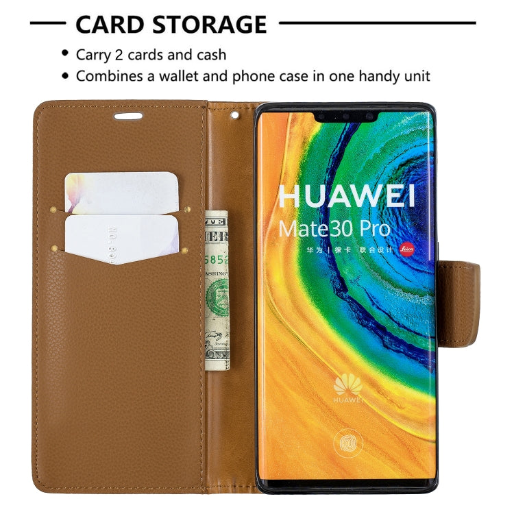 For Huawei Mate 30 Pro Litchi Texture Pure Color Horizontal Flip PU Leather Case with Holder & Card Slots & Wallet & Lanyard