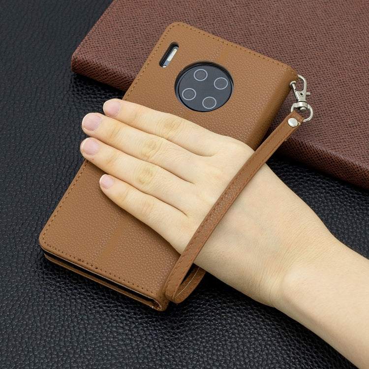For Huawei Mate 30 Pro Litchi Texture Pure Color Horizontal Flip PU Leather Case with Holder & Card Slots & Wallet & Lanyard
