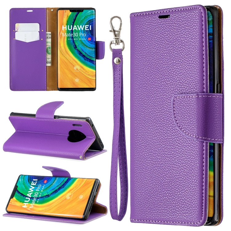 For Huawei Mate 30 Pro Litchi Texture Pure Color Horizontal Flip PU Leather Case with Holder & Card Slots & Wallet & Lanyard