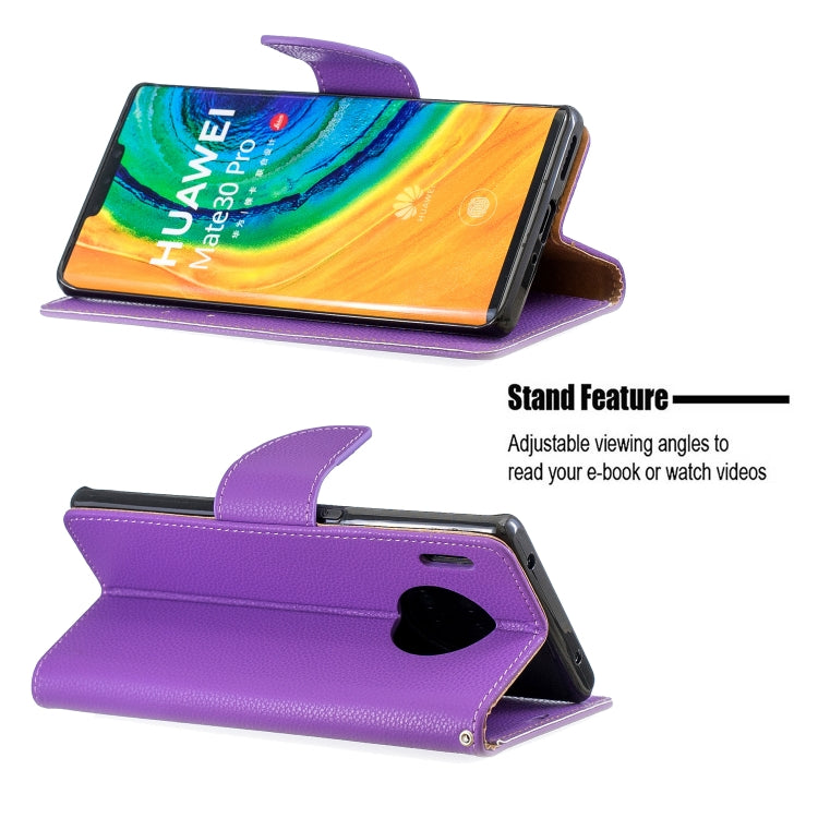 For Huawei Mate 30 Pro Litchi Texture Pure Color Horizontal Flip PU Leather Case with Holder & Card Slots & Wallet & Lanyard