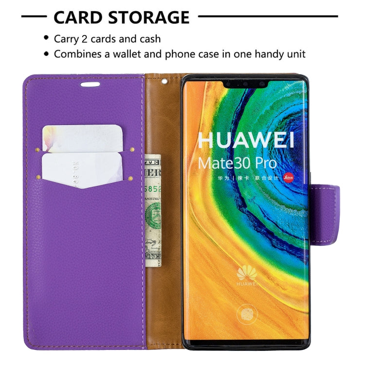For Huawei Mate 30 Pro Litchi Texture Pure Color Horizontal Flip PU Leather Case with Holder & Card Slots & Wallet & Lanyard