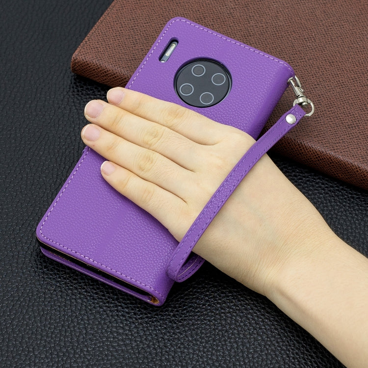 For Huawei Mate 30 Pro Litchi Texture Pure Color Horizontal Flip PU Leather Case with Holder & Card Slots & Wallet & Lanyard