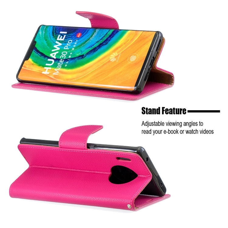 For Huawei Mate 30 Pro Litchi Texture Pure Color Horizontal Flip PU Leather Case with Holder & Card Slots & Wallet & Lanyard