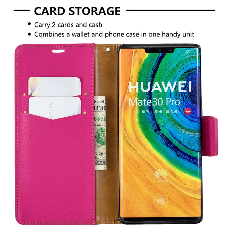 For Huawei Mate 30 Pro Litchi Texture Pure Color Horizontal Flip PU Leather Case with Holder & Card Slots & Wallet & Lanyard