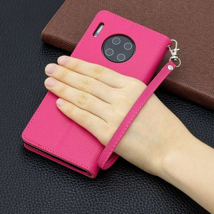 For Huawei Mate 30 Pro Litchi Texture Pure Color Horizontal Flip PU Leather Case with Holder & Card Slots & Wallet & Lanyard